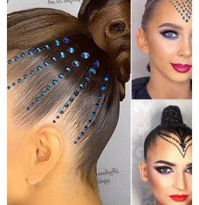 DIY Latin Dance Bling headdress for adult kids Professional ballroom Dance Competition Self-Adhesive Gemstones strip Shining stones Show Hairstyle Headwear 